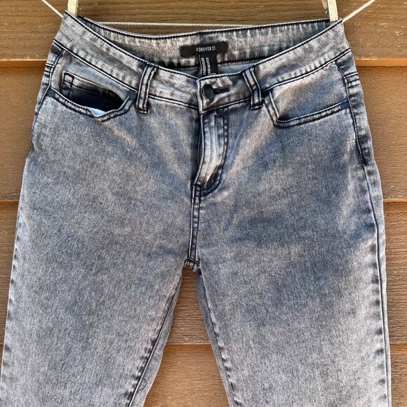 Forever 21 Stone Washed Gray High-Rise Skinny Jegging Jeans With Button & Zip Cl - Picture 4 of 14